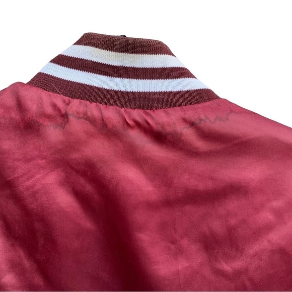 Vintage Satin Bomber Swingster Size Medium Stripes Made in USA Maroon White - Picture 4 of 8